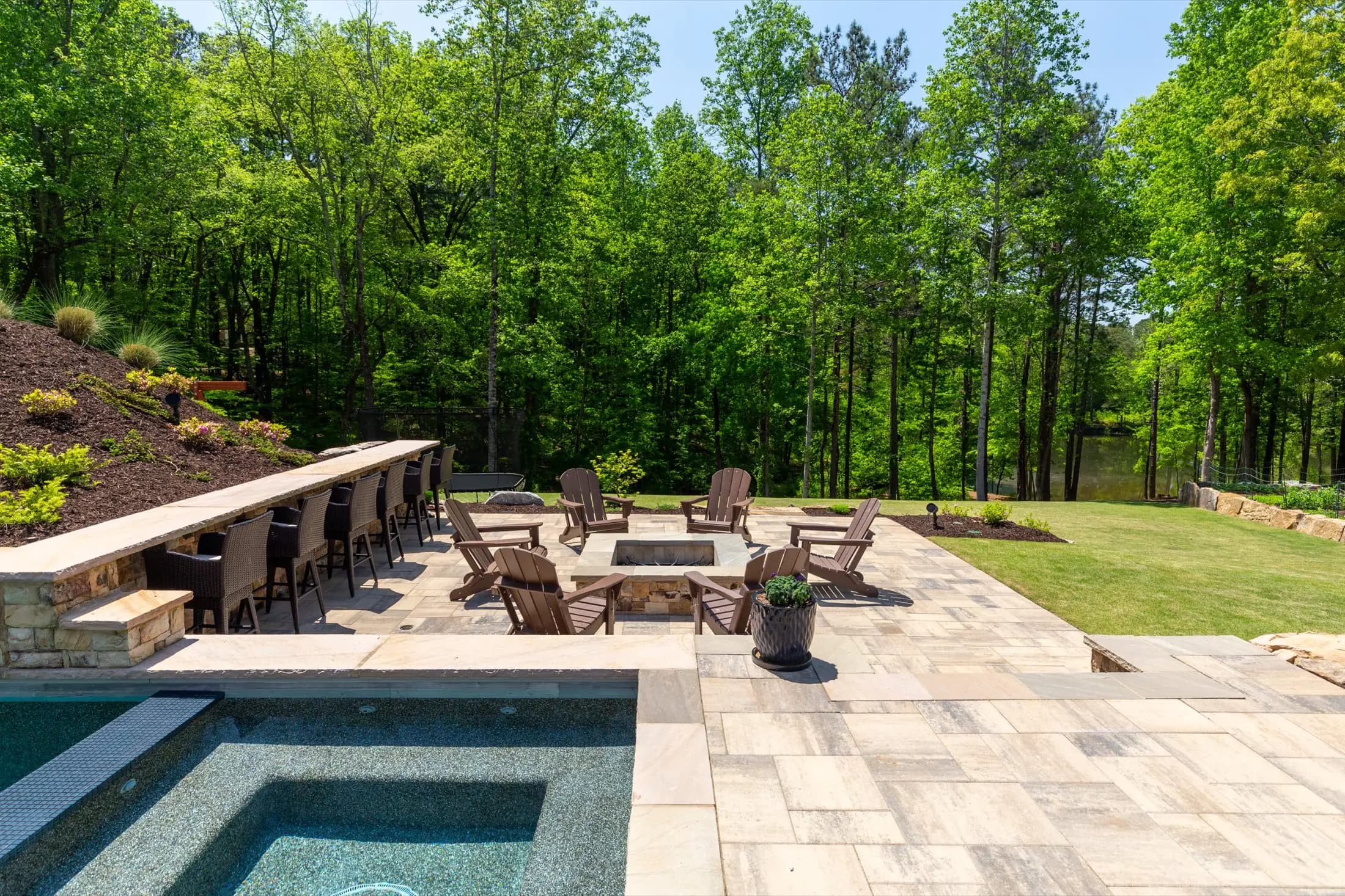 The Batchelor project's raised spa and fire feature, part of its full outdoor environment.